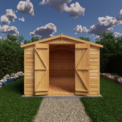 12 x 8 Feet Overlap Dip Treated Apex Shed Double Door No windows - 8