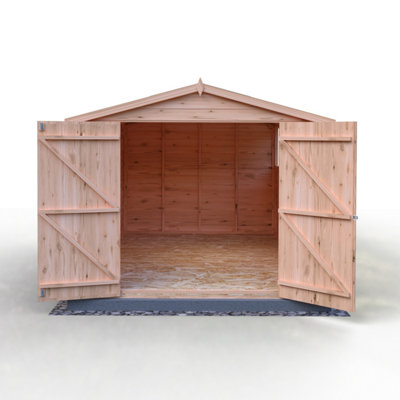 12 x 8 Feet Overlap Double Door Garden Shed - Dip Treated