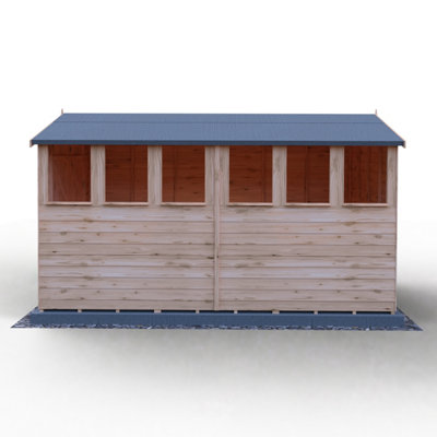 12 x 8 Feet Overlap Double Door Garden Shed - Dip Treated - 4
