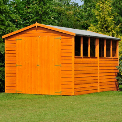 12 x 8 Feet Overlap Double Door Garden Shed - Dip Treated - 5