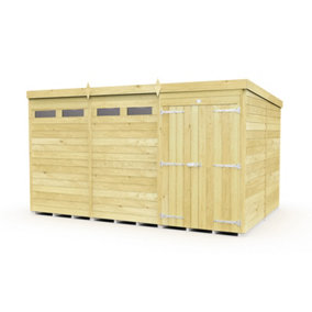 12 x 8 Feet Pent Security Shed - Double Door - Wood - L231 x W358 x H201 cm