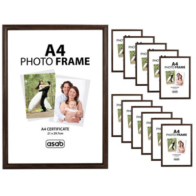 12 x ASAB A4 Photo Frame - DARK BROWN WOODEN EFFECT