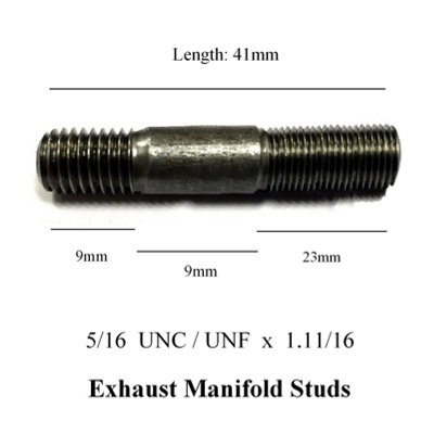 12 x Exhaust Inlet Manifold Studs. 5/16 UNC/UNF x 1.11/16. Length 41mm
