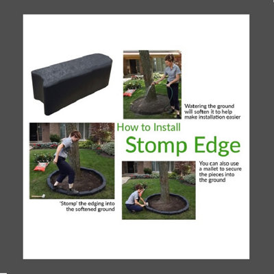 12 x Grey Garden Edging Stone Primeur Stomp Edge Border Rubber Edge Landscaping 30cm