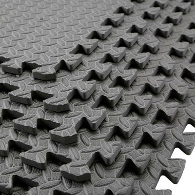 12 x Grey Interlocking Non-Slip Eva Foam Floor Tiles For Gyms & Yoga