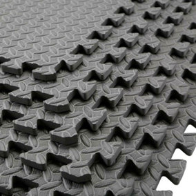 12 x Interlocking EVA Foam Floor Tiles EVA Grey Shock Absorbing Garage Shed Gym