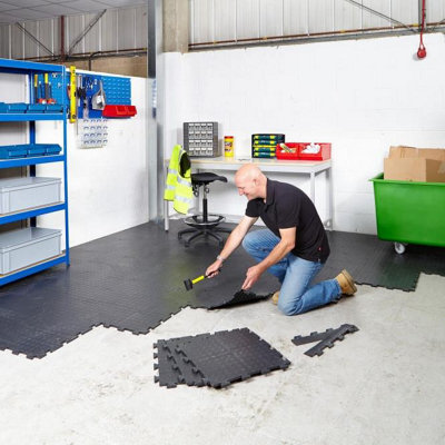12 x Interlocking EVA Foam Floor Tiles EVA Grey Shock Absorbing Garage Shed Gym