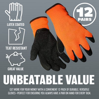 12 x Pairs Builders Latex Rubber Work Gloves  X Large Size 10 Gardening Diy Protective - 6