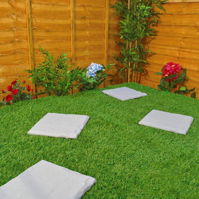 12 x Plastic Patio Stepping Stones - Weatherproof Concrete Effect Anti-Slip Square Paving Slabs - Each Measure 30 x 30cm - 3