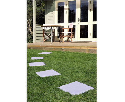 12 x Plastic Patio Stepping Stones - Weatherproof Concrete Effect Anti-Slip Square Paving Slabs - Each Measure 30 x 30cm - 7