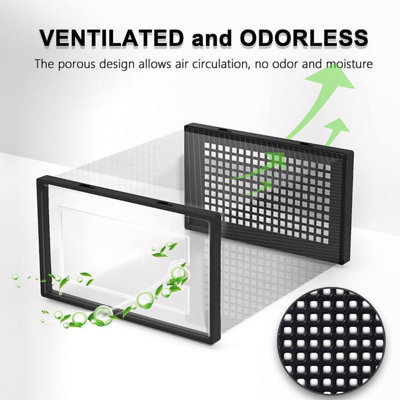12 X Shoe Storage Boxes - Clear Transparent Shoe Organizer - For Effortless Stacking - With Rear Ventilation Holes - Easy Assembly - 4