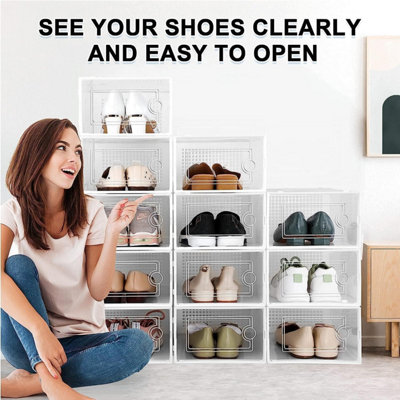 12 X Shoe Storage Boxes - Clear Transparent Shoe Organizer - For ...