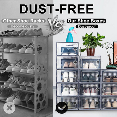 12 X Shoe Storage Boxes - Clear Transparent Shoe Organizer - For ...