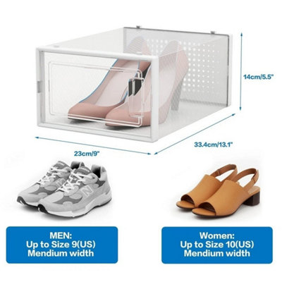 12 x Stackable Foldable Boxes Trainers Organiser Clear Plastic Shoe ...