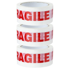 12 x Strong Sticky 50mm x 66m Printed 'FRAGILE' Packaging Tape
