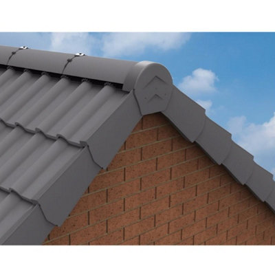 12 x Universal Grey Dry Verge Units, Angled Ridge Cap & 2 x Starter ...