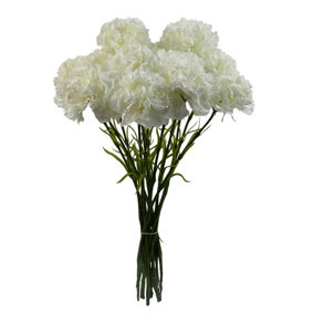 12 x White Carnation Artificial Flower
