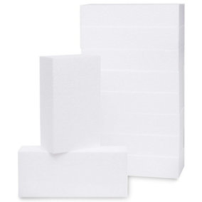 12 x White Polystyrene 20x10x5cm (8x4x2") Foam Blocks For Sculpture Modelling, DIY, Arts, Crafting Class & Floral Arrangements