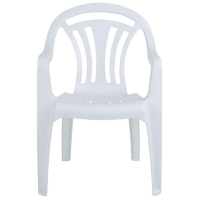 12 x White Stackable Plastic Low Back Garden Chairs For Patios