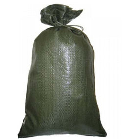 12 x Yuzet Green Woven Polypropylene Sandbags Sacks Sand Bags UV Proof