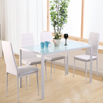 Glass metal deals dining table