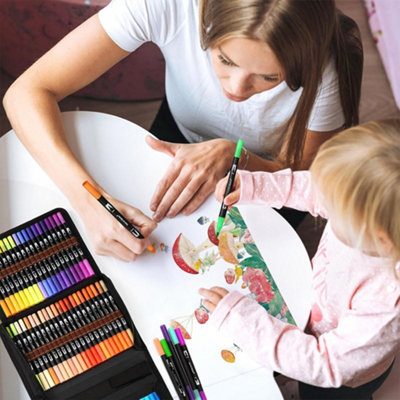 120 Dual Tip Colouring Pens Brush Pens Felt Tip Pens for Kids Adults ...
