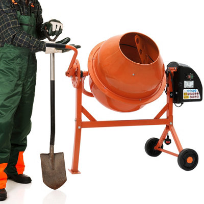 120 L Orange Electric Portable Cement Concrete Mixer with Wheels