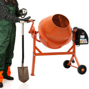 120 L Orange Electric Portable Cement Concrete Mixer with Wheels