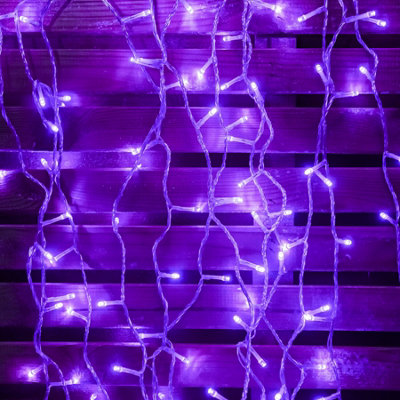 120 LED Purple Multi Function Christmas String Lights with Clear Cable