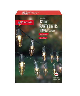 120 LED Small Party Lights Warm White Multi Action String Lights 11.9M