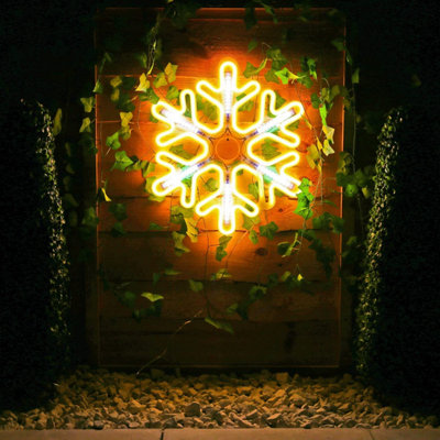 120 LED Snowflake Light - 40cm Colourful Rope Light Silhouette - Pre-lit Flashing Snowflake Light - Made From Acrylic