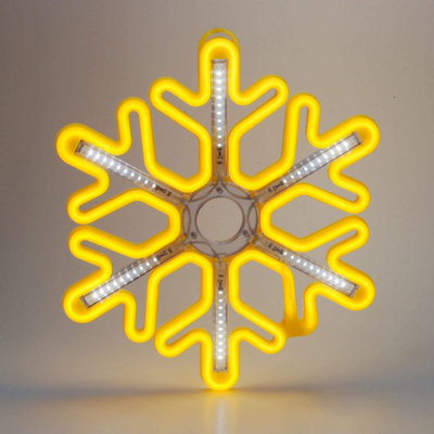 120 LED Snowflake Light - 40cm Colourful Rope Light Silhouette - Pre-lit Flashing Snowflake Light - Made From Acrylic - 3