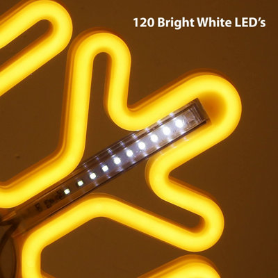 120 LED Snowflake Light - 40cm Colourful Rope Light Silhouette - Pre-lit Flashing Snowflake Light - Made From Acrylic - 5