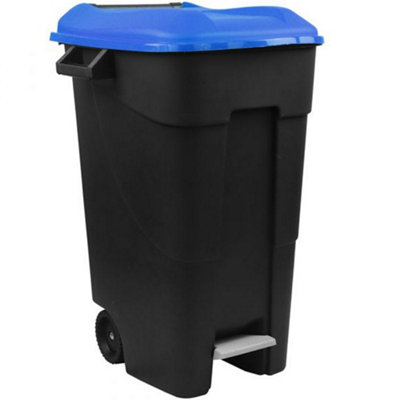 120 Litre Wheelie Bin with Foot Pedal - Blue Lid