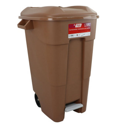 120 Litre Wheelie Bin with Foot Pedal - Brown Base & Brown Lid