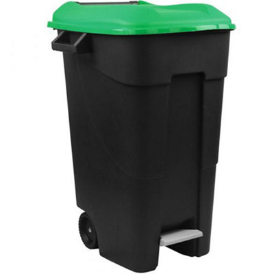 120 Litre Wheelie Bin with Foot Pedal - Green Lid