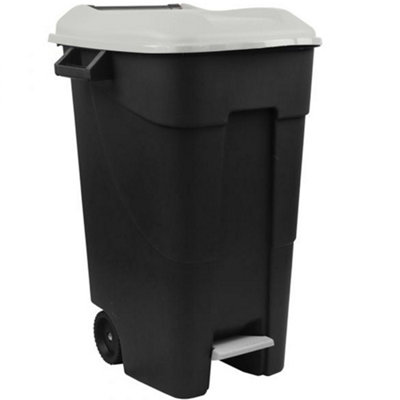 120 Litre Wheelie Bin with Foot Pedal - Grey Lid