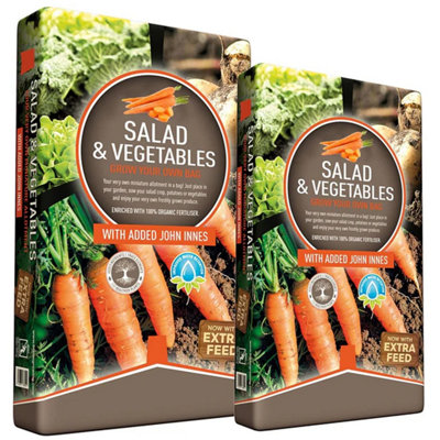 120 Litres (2 x 60 Litres) Great Home Growing Salad & Vegetables Grower Bags With Balanced Nutrients & Water Retention