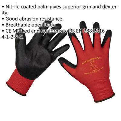 120 PAIRS Flexible Nitrile Foam Palm Gloves - Large - Abrasion Resistant Safety