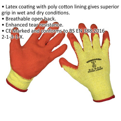 120 PAIRS Knitted Work Gloves with Latex Palm - XL - Improved Grip - Breathable