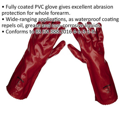 120 PAIRS Red PVC Gauntlets - Forearm Protection - 450mm - Waterproof Protection