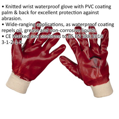 120 PAIRS - XL General Purpose PVC Gloves - Knitted Wrists - Waterproof