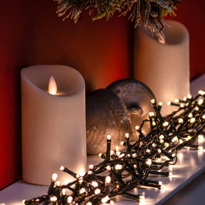 120 Warm White LED Multi-Function Christmas String Lights with Timer ...