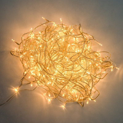 120 Warm White Multi-Function LED Christmas String Lights - Clear Cable - 6
