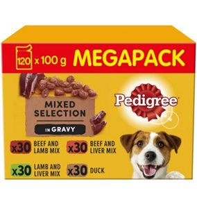 120 x 100g Pedigree Adult Wet Dog Food Pouches Mixed Farmers Selection in Gravy
