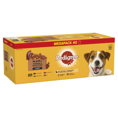 120 x 100g Pedigree Adult Wet Dog Food Pouches Mixed Farmers Selection in Gravy