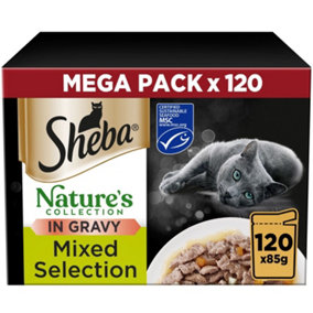 120 x 85g Sheba Natures Collection Adult Wet Cat Food Pouches Mixed in Gravy