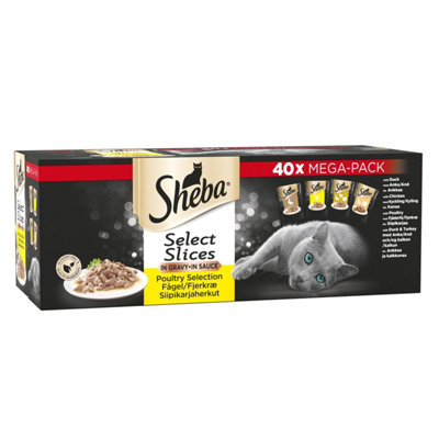 120 x 85g Sheba Select Slices Adult Wet Cat Food Pouches Mixed Poultry in Gravy