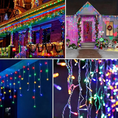1200 Colourful LED Solar Powered Icicle Light String with remote ...