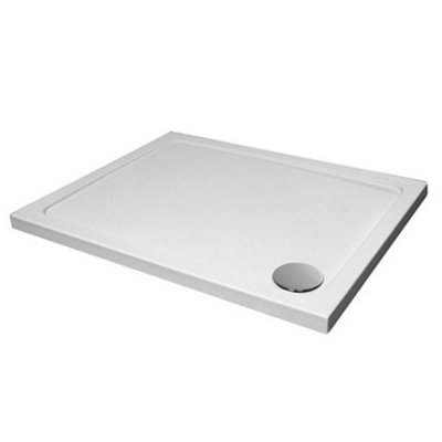 1200 mm Low Profile Shower Tray Rectangle Stone Resin Corner Waste Position DIY at B&Q